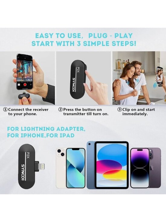 Synco P1/P2X Digital 2.4GHz Wireless Microphone System With Noise Cancellation & - Picture 7 of 8